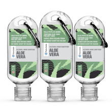 Palm Safe Aloe Vera 3 Pack 60ml Anti Bacterial Premium Hand Sanitiser Travel Size Refillable Clip Bottle Quick Drying Non Sticky Extra Moisturising K