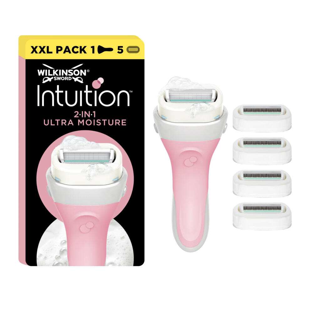 Wilkinson Sword Intuition 2-In-1 Ultra Moisture WomenâS Razor, Hair Removal, Touch Of Shea Butter, Shavers For Routine Grooming, 1 Reusable Handle A