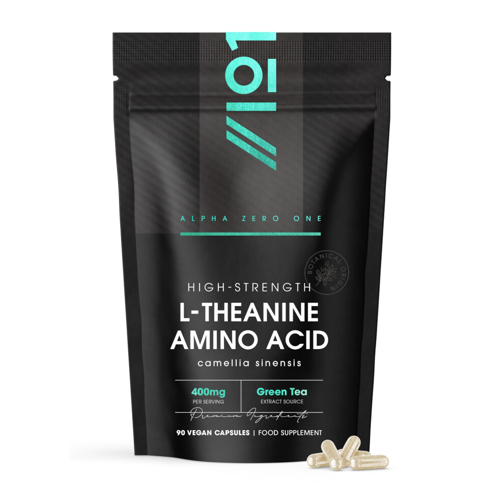 Alpha01 Green L-Theanine 400Mg From Tea - 90 Vegan Capsules - Amino Acid Supplement Â Resealable And Recyclable Pouch By