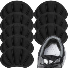 Heel Cushion Pads, 8 Pcs Mesh Self-Adhesive Heel Cushion Inserts for Back of Heel, Heel Grips Pads Prevent Shoes Too Big for Women Men, Black