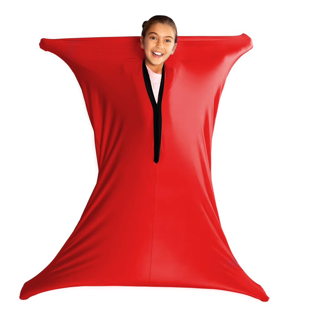 Szsmart Sensory Body Sock For Kids, 56"X28" Full-Body Wrap Stretchy Body Sox To Relieve Stress For Children With Autism, Anxiet (Red, L/140-160Cm)