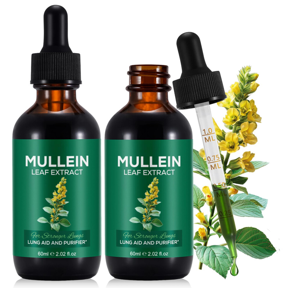 Vortexonix 2 Pack Mullein Drops For Lungs, Mullein Leaf Extract With
