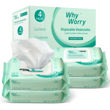 WhyWorry Wet Wipes for Adults, Extra Large, 20x30 cm, Unscented, 220 Count