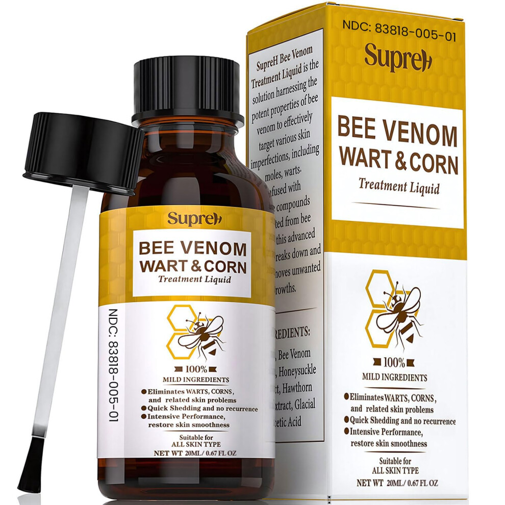 Supreh Fast-Acting Bee Venom Wart Remover: Verruca Treatment And Corn Remover For Feet - Wart Removal For Plantar Wart And Common Wart