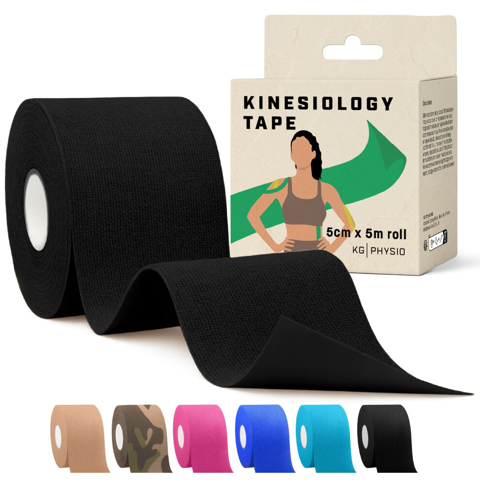 Kg Physio Kinesiology Tape 5M Roll - Sports And Medical Tape For Joint And Muscle Support, Multipurpose Kt Tape, Body Tape, Knee Tape, Boob Tape, Physio Tape,