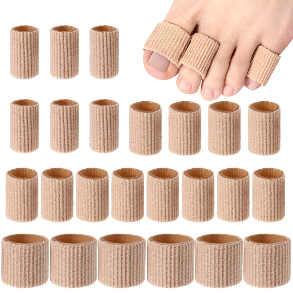Blulu 24 Pieces Toe Tubes 0.98 Inches Cushion Tube Corn Pads For Toes Sleeves Soft Gel Protectors For Cushions Corns Blisters Calluses 3 Size