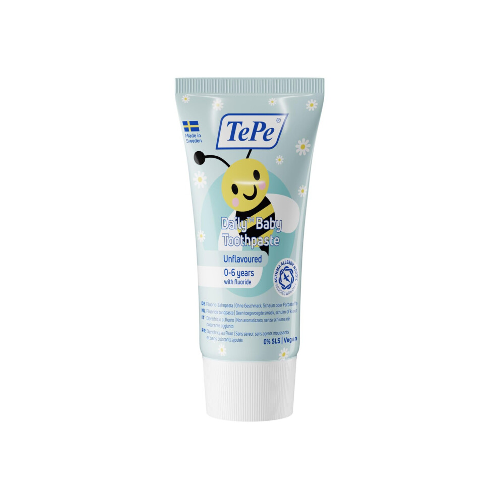 Tepe Daily Baby Toothpaste, Unflavoured, 0-6 Years, Gentle Everyday Fluoride Toothpaste For Babies To Prevent Cavities, Age-Appropriate Fluoride Leve