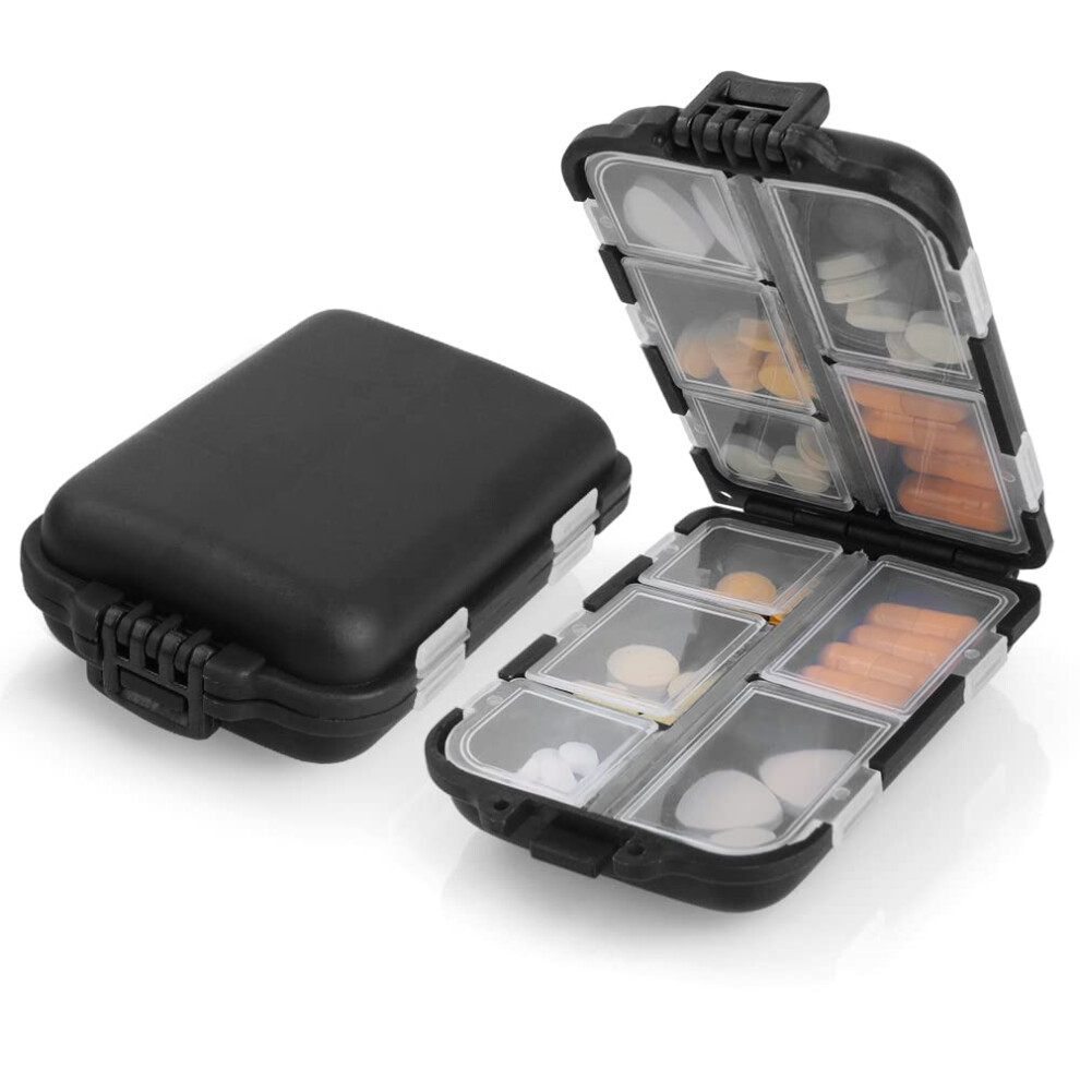 Aoowu Pill Box Organiser, 1Pcs Portable Medicine Storage Box, Double Layer 10 Grids Tablet Organiser To Hold Vitamins, Cod Liver Oil, Supplements And