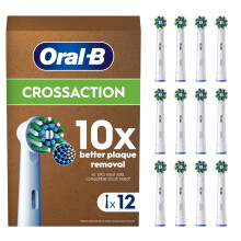 Oral-B Pro Cross Action Original Electric Toothbrush Head, X-Shape and Angled Bristles for Deeper Plaque Removal, Pack of 12 Toothbrush Heads, Suitab