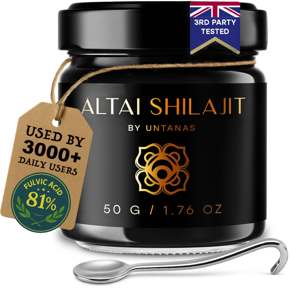 Untanas Original Shilajit Resin - 50G - Gold Grade Shilajit - 6 Months Supply - High Fulvic & Humic Acid - 100% Pure Shilajit - For Energy & Stamina