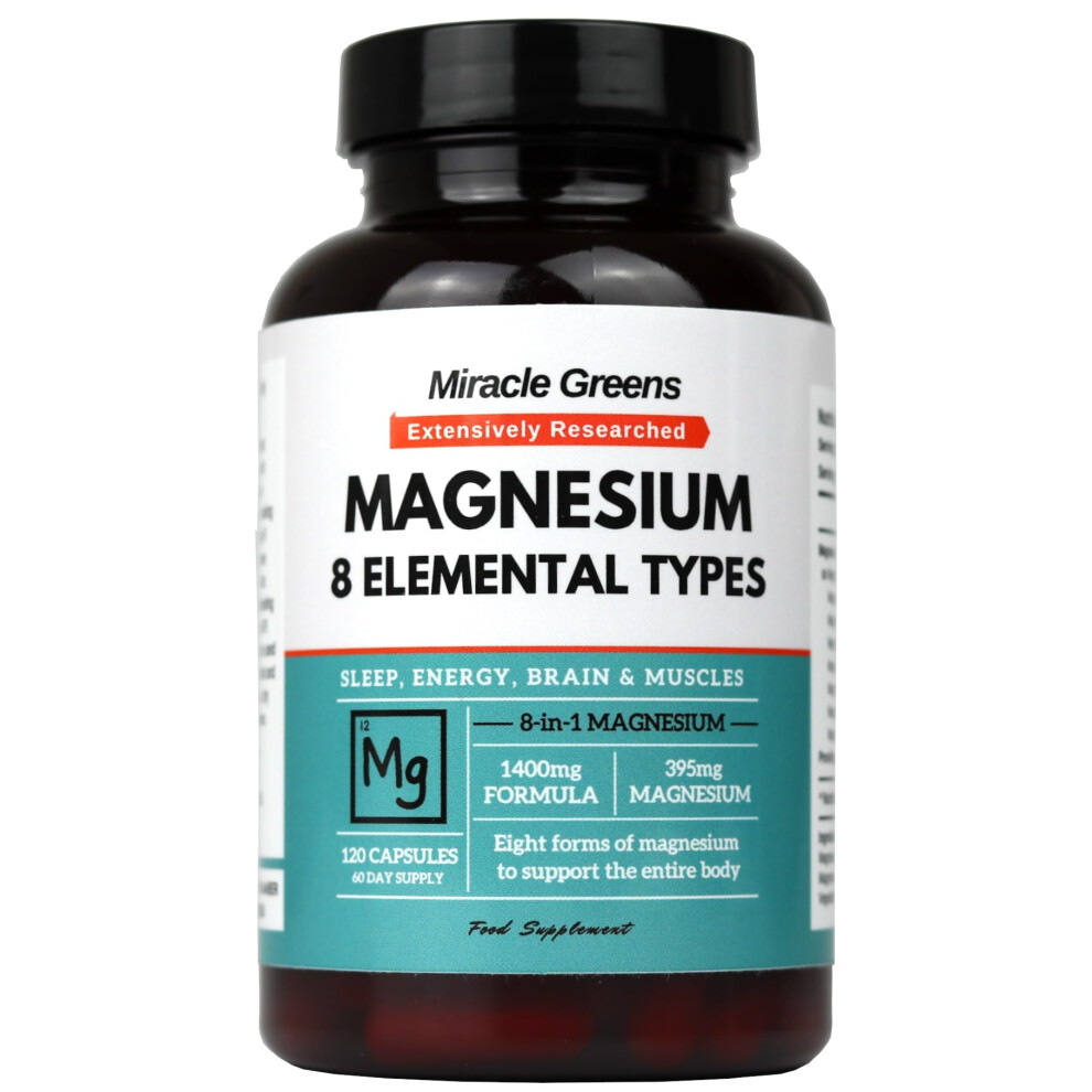 Macro Greens 8 In 1 Magnesium Complex Â Bisglycinate, Malate, Taurate, Gluconate, Lactate, Carbonate, Aspartate, And Oxide Â 1400Mg Formula Providing 395Mg Of