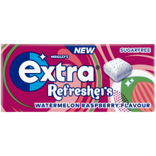 Extra Refreshers Watermelon Raspberry Flavour Sugarfree Chewing Gum Handy Box 1 x