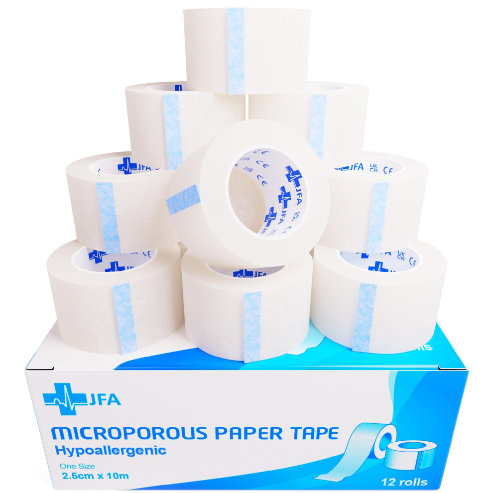 Jfa Medical Microporous Surgical Tape First Aid Medical Tape 2.5Cm X 10M - Pack Of 12 Rolls
