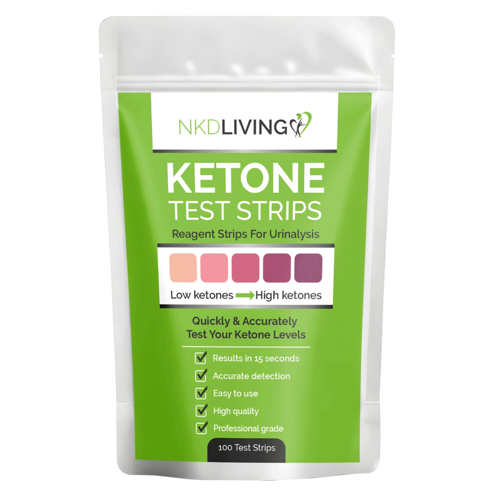 Nkd Living Ketone Test Strips (100 Strips) - Accurate Detection Of Ketones In Urine