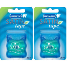2 x Oral Satin Tape 25m Dental Waxed Mint Flossing Tape Oral Care for Fresh Clean Feel