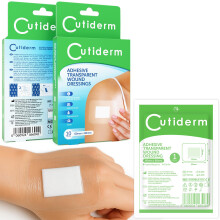 Cutiderm Adhesive Transparent Waterproof Wound Dressings 60mm x 80mm - Pack of 10 Dressings, Plasters