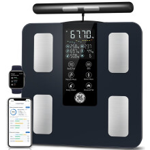 GE Scale for Body Weight and Fat, Digital 8-Electrode Smart Bathroom Scale 50 Measurements for BMI Muscle Mass Body Composition Analyzer Bluetooth Acc