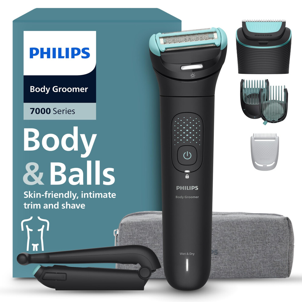 Philips Body Groomer 7000 Series - Trimmer For Men With 2D Flexing Head, Triple Protect Shave System, Interchangeable Heads, Intimate Trim & Shave, 1