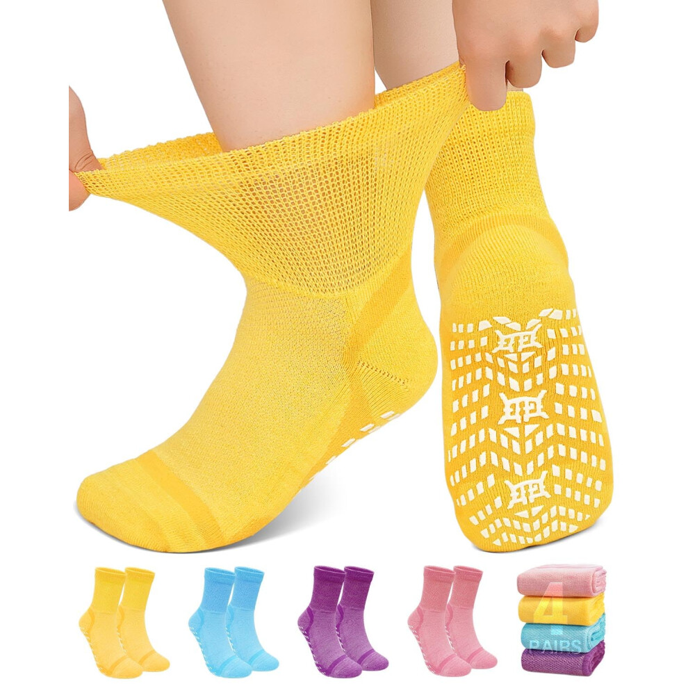 Zfsock Diabetic Socks Non-Slip For Women: Bamboo Ankle Socks Moisture Wicking With Extra Wide Top For Swollen Feet Seamless Non-Binding Cuff Hospital
