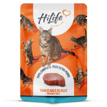 HiLife Adult Wet Cat Food, Tuna Flakes in Jelly, Complete Cat Food Pouches, 100%