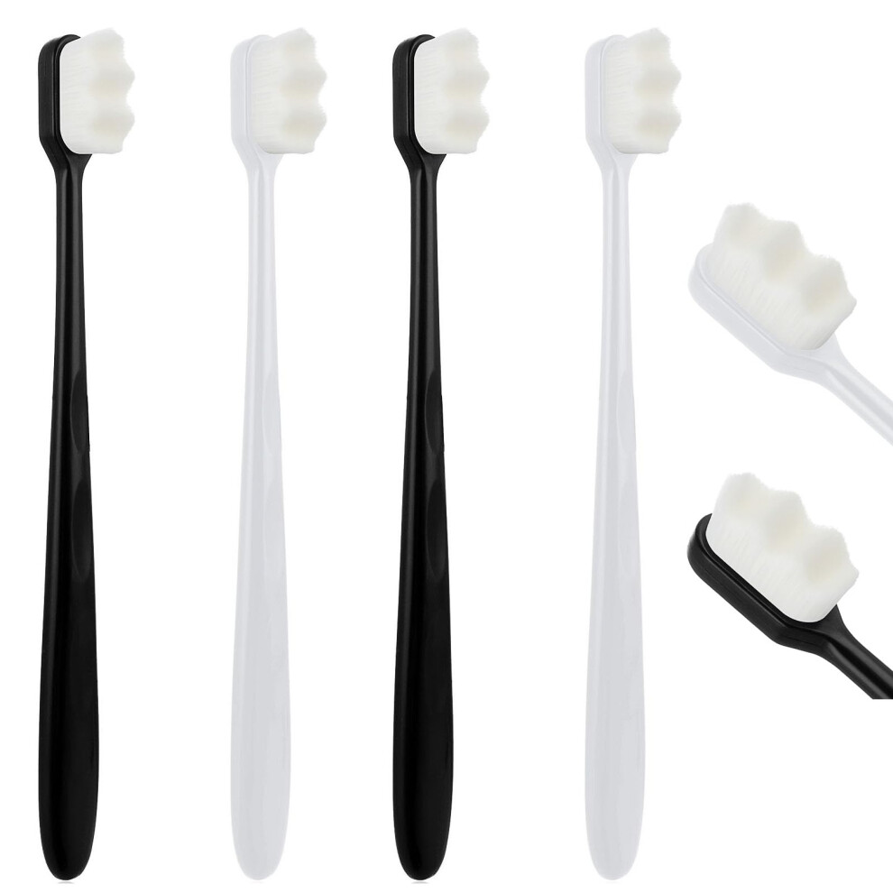 Ouligay 4Pcs Soft Toothbrush For Adults Soft Bristle Toothbrushes Extra-Soft Ultra Micro Nano Toothbrush Tooth Brush Manual Toothbrushes With 20000 B