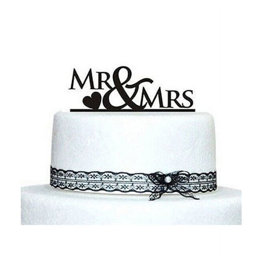 Διακόσμηση Τούρτας σε Στυλ Καρδιάς Mr & Mrs and Love για Γάμο / Επέτειο / Πάρτι Γενεθλίων 1