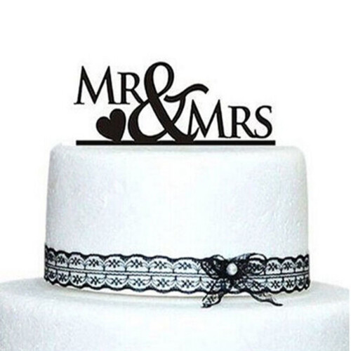 Διακόσμηση Τούρτας σε Στυλ Καρδιάς Mr & Mrs and Love για Γάμο / Επέτειο / Πάρτι Γενεθλίων 2