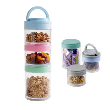 GEEZY 3Pc Stackable Snack Pots Travel Food Container Storage Organiser Tower Handle