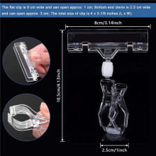 150 Pcs Label Holders Sign Clip, Plastic Clear Rotatable Sign Clips, Merchandise Sign Display Clip, Price Tag Clamp