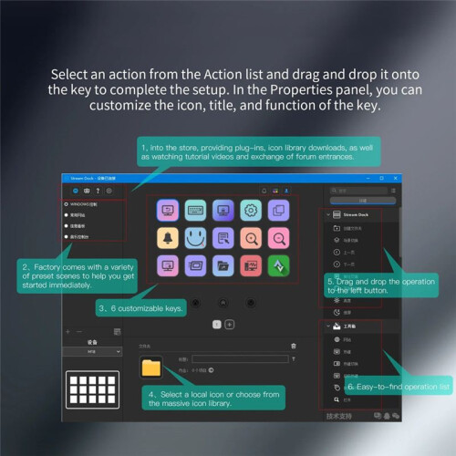 Mirabox M18 V2.0 Stream Deck Keyboard 18Keys Visual DIY Macro Buttons Desktop Keyboard Adjustable Console Stand Touch HA 2