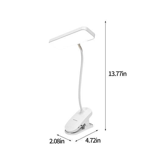 Lampe de bureau rechargeable à pince – Lampe de lecture en ABS blanc, 3 2