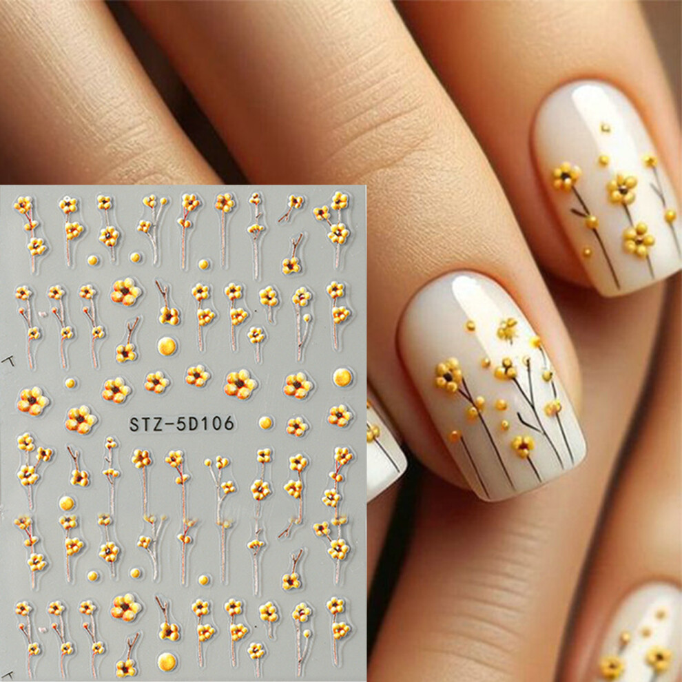 Dachuang Beauty 5D Daisy Nail Stickers For Diy Manicure