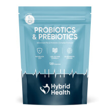 Hybrid Health Probiotics + Prebiotics Supplement - 100 Billion CFU Probiotics, 120 Vegan Capsules, 20 Probiotic Live Culture Strains, Probiotics for