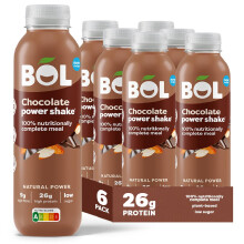 BOL Chocolate Power Shake - Ready-to-Drink Nutritionally Complete Meal (302kcal) - 26g High Protein Shake - Low Sugar, High Fibre (9g) Plant-based, L