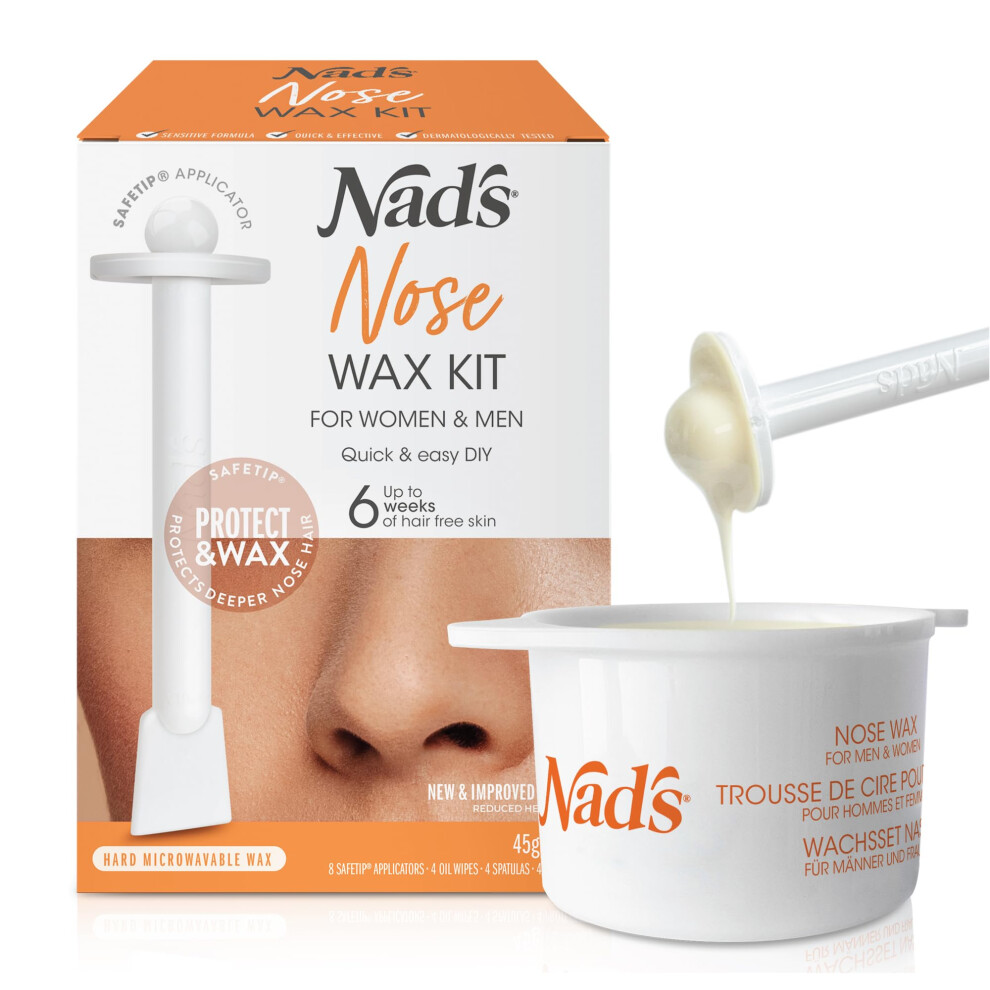 Nad's Nose Waxing Kit For Men And Women, Nose Hair Removal, Hypoallergenic, 45G