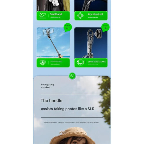 Multi-Function Foldable Magnetic Phone Holder Selfie Stick, DSLR-Style Rotation Tripod Portable Remote Control 2