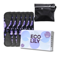 Eco Lily Reusable Sanitary Pads (6Pk for Heavy Flow) – Odour|Absorbing Charcoal