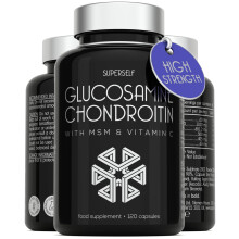 Glucosamine and Chondroitin High Strength - Glucosamine Sulphate with Chondroitin, MSM & Vitamin C - 120 Capsules - 1720mg Glucosamine Complex - Comb