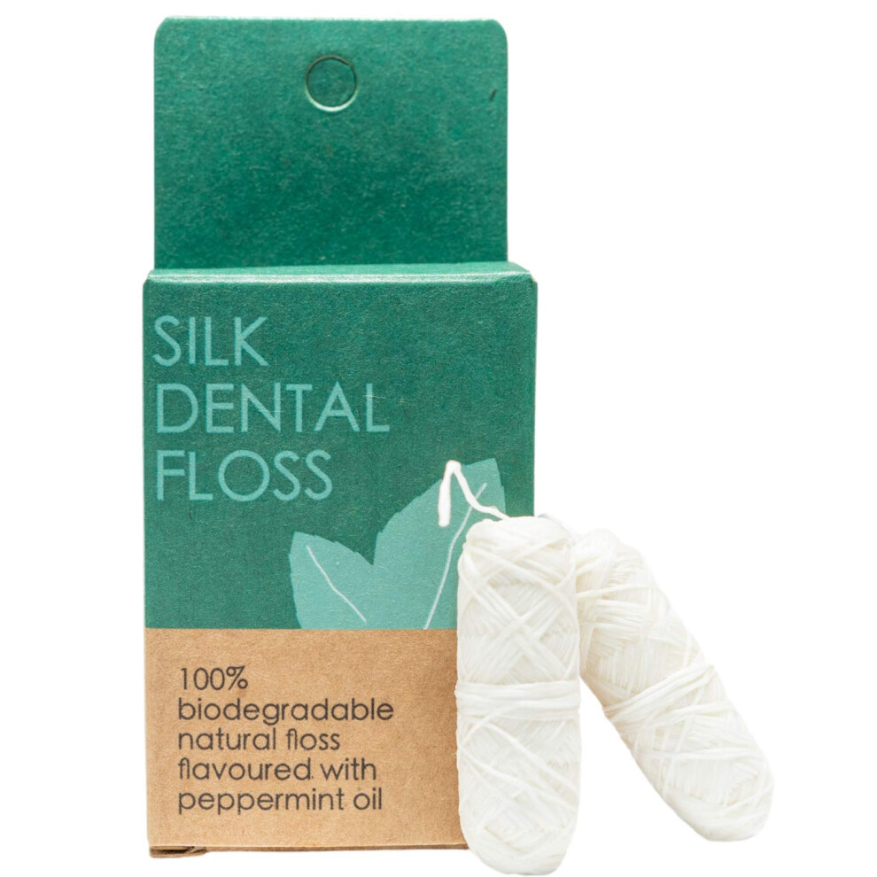 Flon Natural Silk Dental Floss ~ Eco Friendly Biodegradable Plastic Free Natural Floss ~ Peace Silk ~Candelilla Waxed Mint Flavoured (Floss Refills