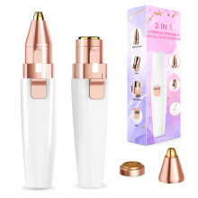 Facial Hair Remover for Women Painless: Eyebrow Trimmer 2 in 1 Sensitive Skin Friendly- Use on Face, Gentle & No Bumps, Salon-Smooth at Home