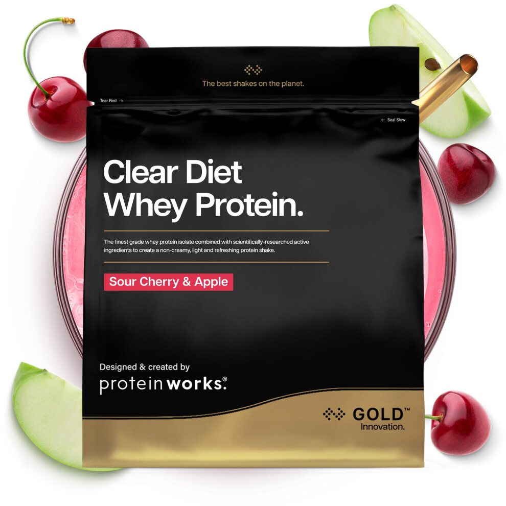 The Protein Works Protein Works | Clear Diet Whey Protein - Gold Innovation, Whey Protein Isolate Powder, Refreshing High Protein Drink, Sour Cherry & Apple, 40 Serving