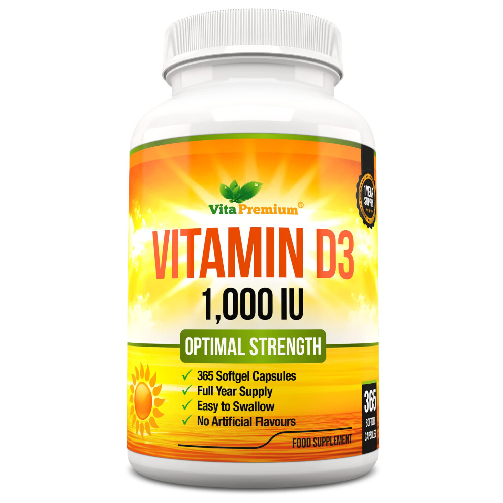 Vita Premium Vitamin D 1000 Iu Optimal Strength Vitamin D3 Supplement 365 Easy To