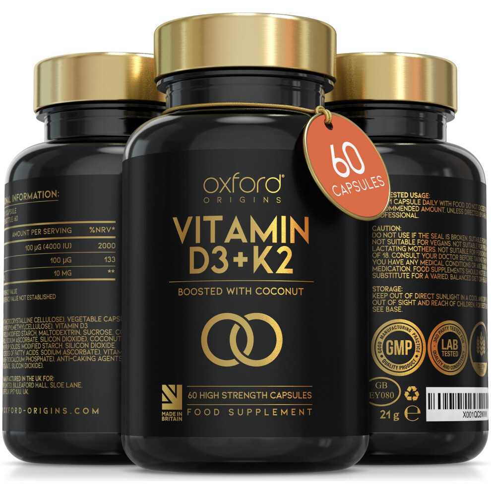 Oxford Origins Vitamin D3 K2 Capsules | 4000 Iu Vitamin D & 100Mcg Vitamin