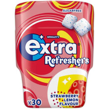 Extra Refreshers Strawberry Lemon Sugarfree Chewing Gum 30 Pieces Suitable for Vegetarians
