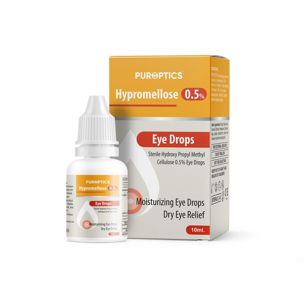 Puroptics Hypromellose 0.5% Eye Drops For Dry Eyes - Itchy Eye Drops Treatment To Refresh And Relieve Tired & Dry Eyes | Lubricating Eye Drops For Ir