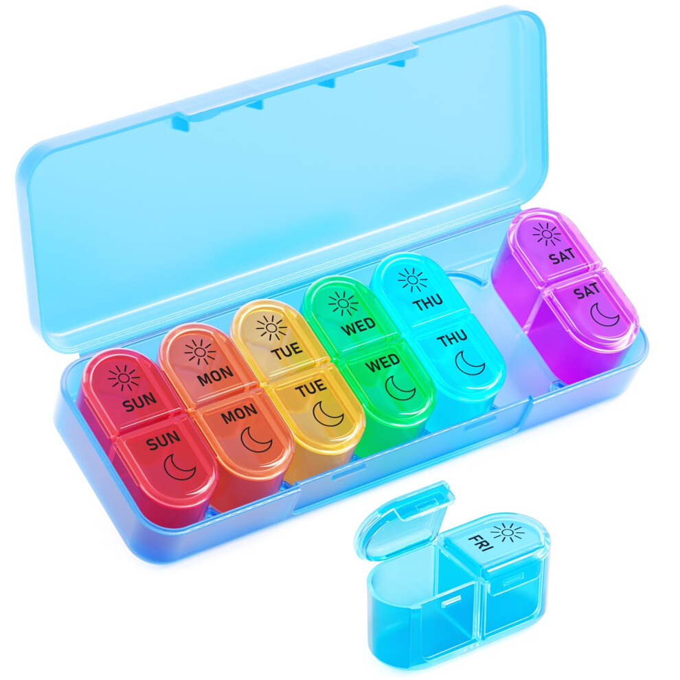 Betife Pill Box Organiser 7 Day 2 Times A Day Weekly Tablet