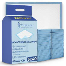 200 x Incontinence Bed Pads | 60 x 60 cm | Incontinence Bed Sheets | Disposable Mattress Protector | Absorbent Pads | (5 Packs of 40)