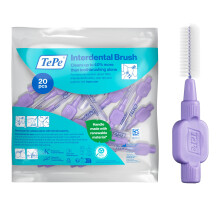 TePe Interdental Brush, Extra Soft, Purple, 1.1mm/ISO 6, 20pcs, Plaque Removal, Effective Cleaning Between Teeth, Dental flosser for Large Gaps