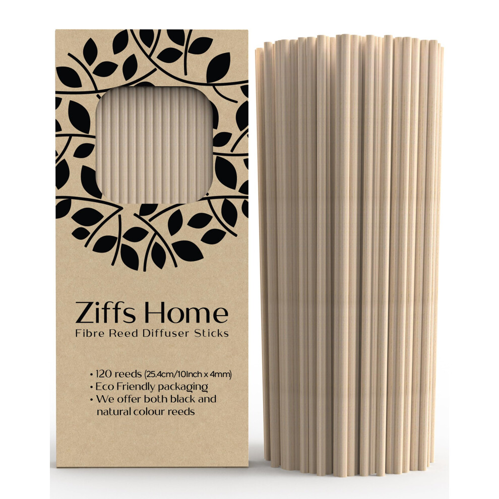 Ziffs Home 120 Natural Fibre Reed Diffuser Sticks - 25.4Cm/10Inch X 4Mm - Thick Diffuser Reeds