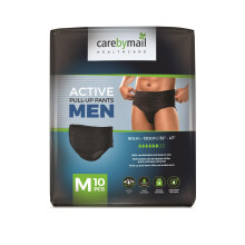 CarebyMail Men Active Fit Incontinence Pants - Black - Protective Disposable Inc